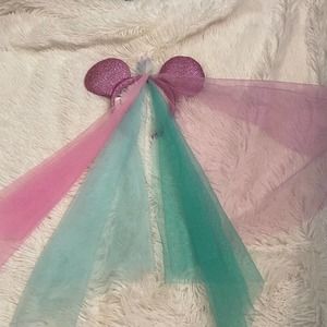 Disney Parks Fairy Pink Teal Blue Sparkle Ears with Vail